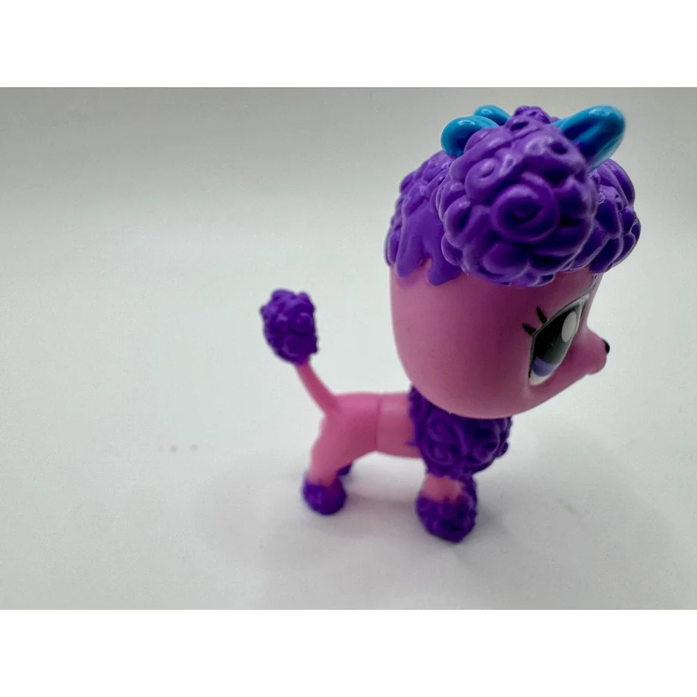 Hasbro‎ Littlest Pet Shop LPS Poodle Pink Purple Blue Bows Purple Eyes G7 #7